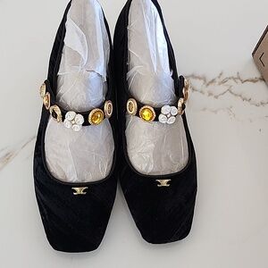 Sam Edelman Black Velvet Mary Jane Heels with Charms